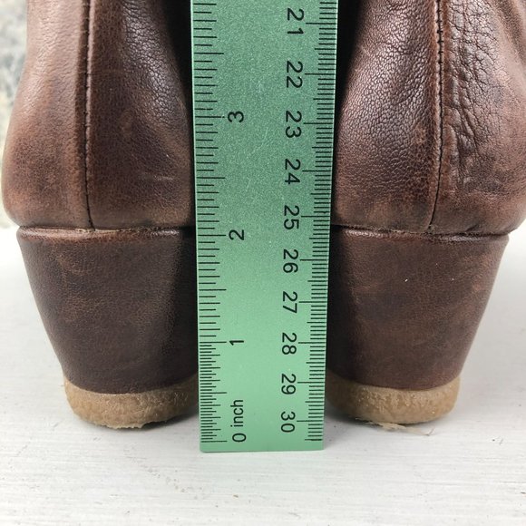 Eric Michael Women's EU 39 (8.5-9) Lena Brown Leather Buckle Wedge Ankle Booties - Picture 5 of 14